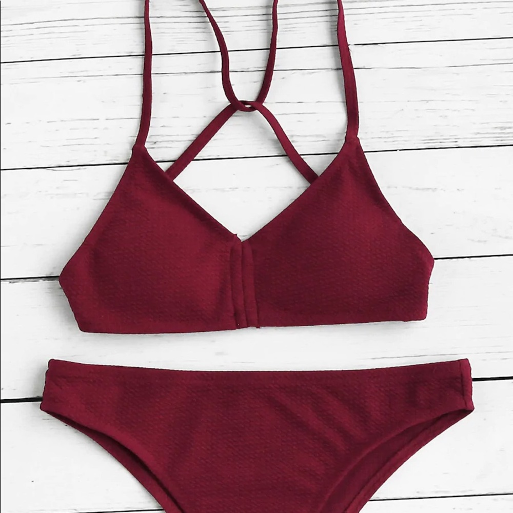 NWOT SheIn Red Push-Up Strappy Back Bikini